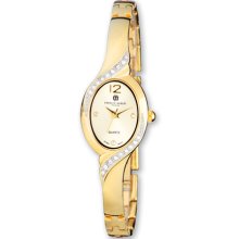 Charles Hubert Ladies Ipg-Plated White Dial Crystal Bezel 18Mm Watch XWA3309