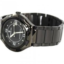 Charlie Jill WAT-0709M-BK Charlie Jill Men Watch in Black Dial Blacktone Stainless Steel Bracelet