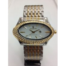 Charlie Jill Watch Silver/gold Dial With Rhinestone And Stainless Steel Bracelet
