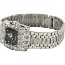 Charlie Jill WATW-0741M-SVRBK Charlie Jill Elegant Women Watch in Black Dial Enchanted with Stunning Crystal Stainless Steel Bracelet