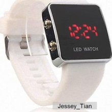 Christmas Gift Fashiosquare Style Led Silicone Sports Wrist Watch White Unisex