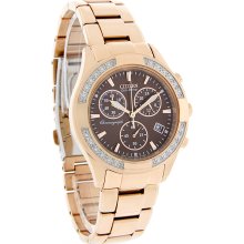 Citizen Eco-Drive Ladies Regent Diamond Chronograph Rose Gold Watch FB1223-55X