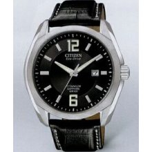 Citizen Eco Drive Titanium Collection Watch With Black Strap
