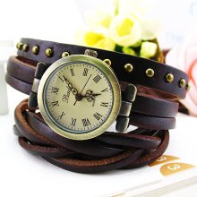 Classic Elegant Roma Number Dial Quartz Leather Strap Woman Watch