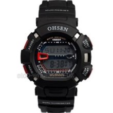 Classics Multifunction Alarm 7 Color Digital Sport Function Wrist Watch Red