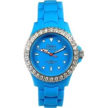 Colori Aqua 30m, Rotating Crystal Rubber Strap Bezel Ladies Watch - Gotw77