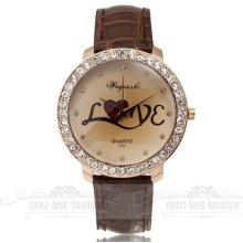 Couple Model Fashion Cartoon Pattern Crystal Dial Women Lady Girl Wristwatch