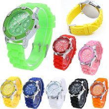 Crystal Rhinestone Silicone Strap Quartz Wrist Watch Men Women Unisex