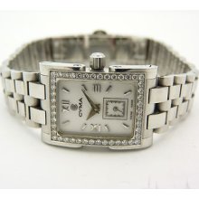 Cyma Le Locle St. Steel Womens Ladies White Dial Watch Diamond Bezel $1299. Obo
