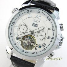 Deluxe Automatic Mechanical White Dial Calendar Date Analog Business Mens Watch