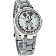 Disney Minnie Mouse Ladies Crystal Motion Hands Grey Bracelet Watch MN2084