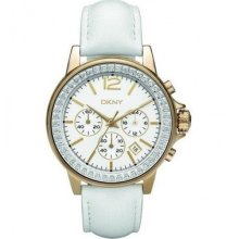 Dkny Women's Oversized Gold Tone Steel Glitz Chronograph Watch Ny8086