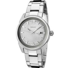 Dkny Womens Silver Dial Quartz Date Window Stainless Steel Bracelet Watch