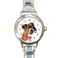 Dog Round Italian Charm Watch 50