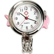 Dolphin Nurse Table Pocket Watch With Clip Brooch Chain Quartz Cute Cu3