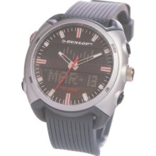 Dunlop DUN-51G02 - Dunlop Analog-Digital Men Watch, Grey Details And Rubber Band.