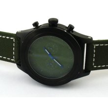 E524,parnis 52mm Big Face Pvd Case Green Dial Full Chronograph Watch