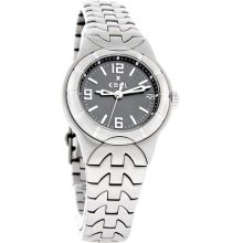 Ebel E-type Ladies Charcoal Dial Stainless Steel Swiss Quartz Watch 9087c21/3716