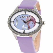 Ed Hardy Women's SG-TR Purple Calf Skin Quartz Watch with Purple Dial