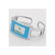 Elegant Analog Zinc Alloy Women Rectangular Bracelet Wrist Watch Blue