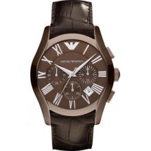 Emporio Armani Ar1609 Brown Dial Chronograph Croc Leather Classic Mens Watch