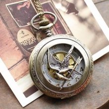 Engraved Bird Pocket Watch