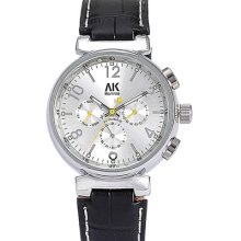 Exclusive Silver Dial Black Leather Ã‚Ëœâ€¦ Ak-homme Ã‚Ëœâ€¦ Mens Mechanical Wrist Watch