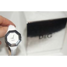 Fabulous Dolce & Gabbana Octagonal Faced White Leather Strap Ladies Watch