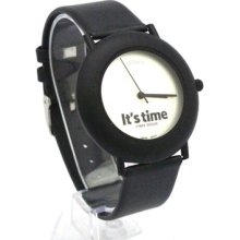 Fashion Casual Round Black Analog Watch Women Man Quartz Wrist Watch Pw44