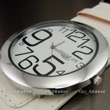 Fashion Elegant Quartz Hours Analog White Leather Women Lady Wrist Watch Wa055