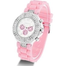 Fashion Geneva Silicone Crystal Quartz Ladies Women Jelly Wrist Watch Versicolor