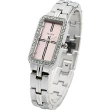 Fashion Lady Gift Modern Style Stainless Steel Pink Wrist Quartz Watch