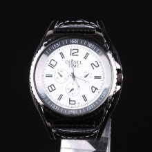Fashion Leather Big Oversized Men's Quartz Hands Wrist Watch