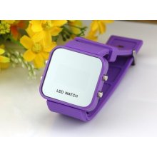 Fashion Led Digital Wristwatch Sport Outdoor Quartz Watch Lilac Band Mirror Face