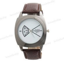 Fashion Men Women Leather Band Analog Quartz Casual Wrist Watch 8