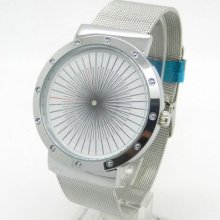 Fashion Siver Metal Iron Net Mesh Band Quartz Wrist Watch Mens Boys Unisex Q0816