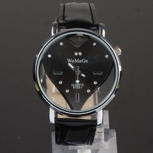 Fashion Style Lover Leather Hollow Cut Quartz Dial Wrist Watch Man/woman Unisex