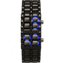 Fashion Womens Lava Iron Samurai Red&blue Led Digital Time &date Bracelet Watch