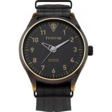 Firetrap Mens Ft1066b Superb Black Canvas Designer Watch