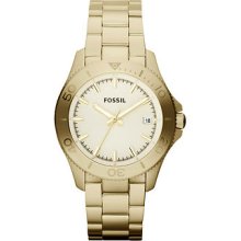 Fossil Am4456 Womens Retro Traveler S.steel Gold Analog Dial Watch