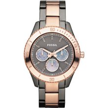 Fossil Es3030 Womens Stella Smoke Rose Gold Pearl Multifunction Watch