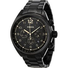 Fossil Flight Chronograph Black Dial Black Ip Stainless Steel Mens Watch Ch2834