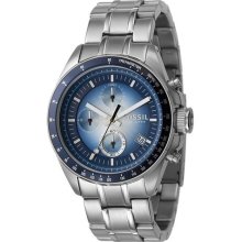 Fossil Men's Decker CH2589 Silver Stainless-Steel Analog Quartz Watch with Blue Dial
