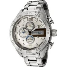 Fossil Mens Oversized Silver Steel Chronograph Sport Watch With Date Ch2566