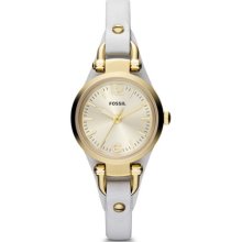 Fossil 'Small Georgia' Leather Strap Watch, 26mm White/ Gold