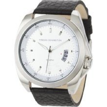 French Connection Mens Fc1033s Black Leather Strap Stainless Steel Round Case Wa