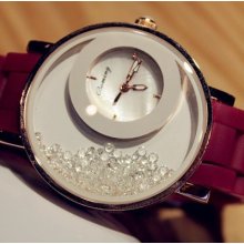Fritillary Dial Rhinestone Fashion Silica Gel Table Ladies Quartz Watch Watch