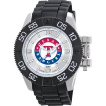 Game Time Watch, Mens Texas Rangers Black Polyurethane Strap 47mm Mlb-
