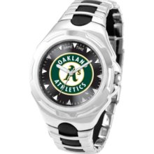 Game Time Watch, Mens Oakland Athletics Black Rubber and Stainless Ste