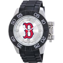 Game Time Watch, Mens Boston Red Sox Black Polyurethane Strap 47mm Mlb